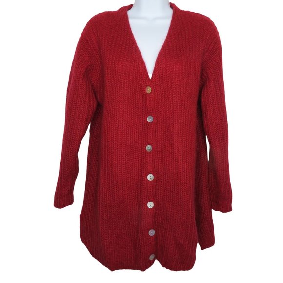 Moda International Sweaters Vintage Long Mohair Cardigan Sweater